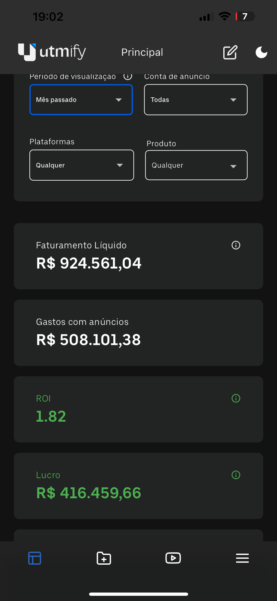 Utmify · Mês passado